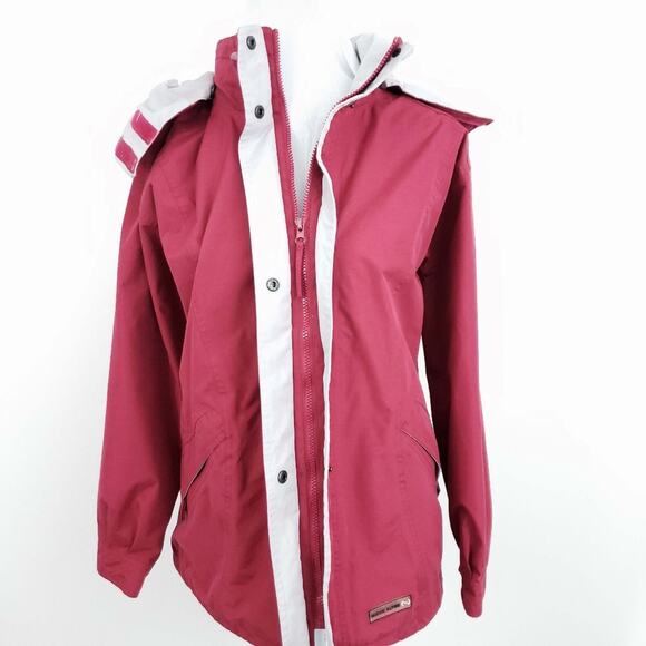 Nordic Alpine Waterproof Hooded Anorak Raincoat Red Jacket Windproof Size Small - Picture 5 of 10